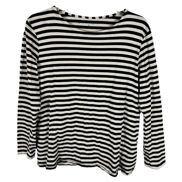 Gudrun Sjoden Tops - Gudrun Sjoden Long Sleeve Cream Black Striped Organic Cotton Tshirt M